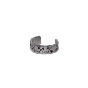 Handmade 8/9 stamped boho compass silver hypoallergenic adjustable cuff ring‎